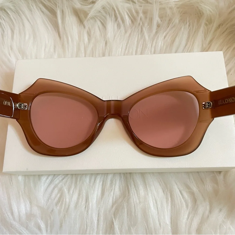 Ulla Johnson Opal Butterfly Sunglasses in Camel Acetate Women’s OS NWT
